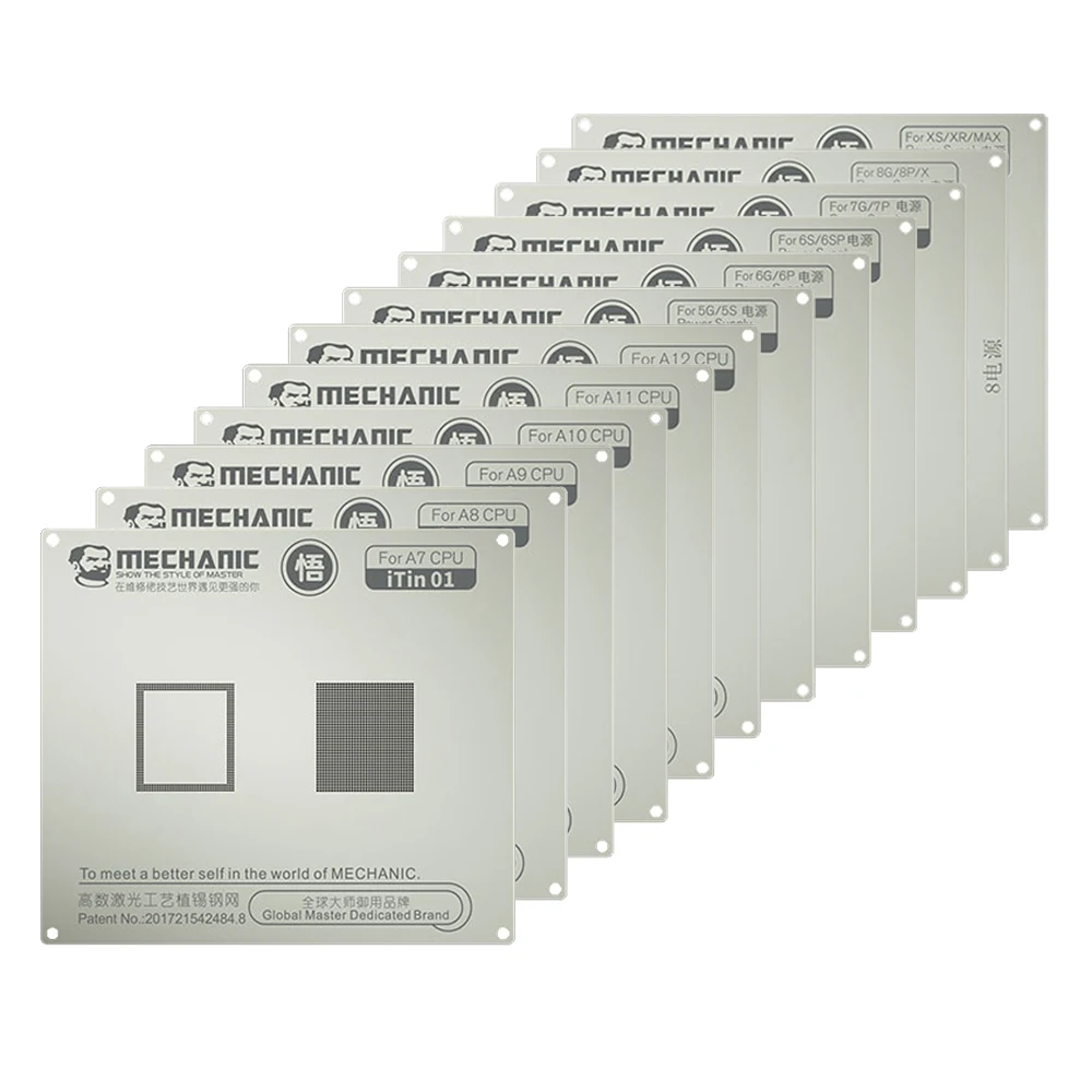 Металлическая сетка MECHANIC CPU A7/A8/A9/A10/A11/A12 IC Chip BGA Reballing Gold Stencil Plant для iPhone 5/6/6SP/7G/7P/8 P/X/XS