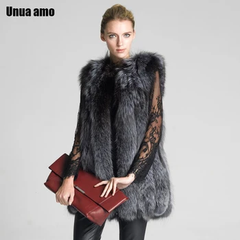 

Unua amo Women's Vest High Quality Imitation Fox Fur Waistcoat 2020 Fashion Plus Size 4XL Mid-long Sleeveless Fur Winter Jacket