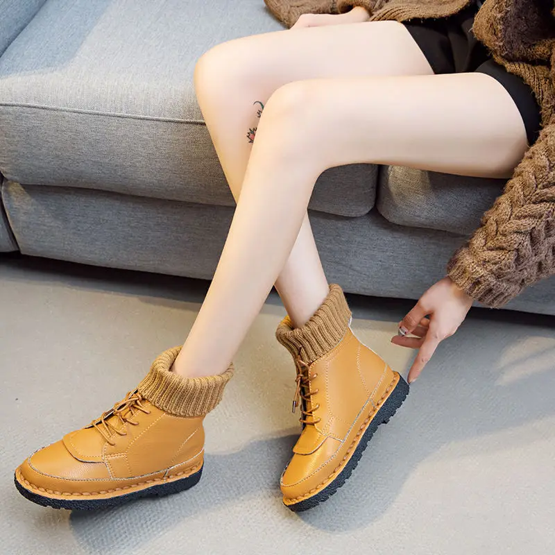 

Autumn and Winter Martin Boots 2020 New Women's Socks Boots Fashion Ankle Boots Outdoor Sneakers Woman Lace-up Flat Casual Shoes
