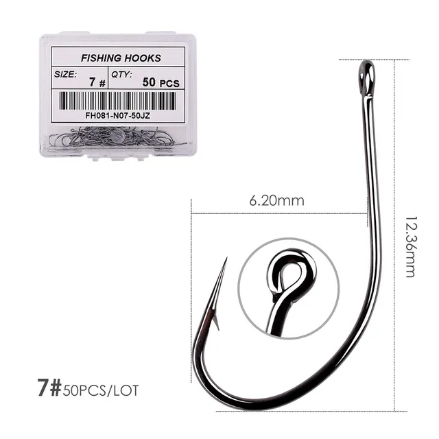 50pcs 10pcs Coating High Carbon Stainless Steel Barbed Carp Fishing Hooks Pack with Retail Original Box Fishing Hook Tackle Size 7 - 50pcs