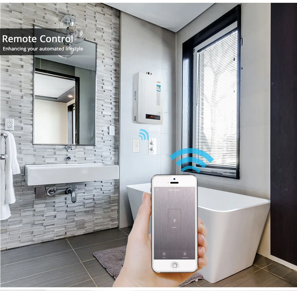 EU/Wifi Smart Switch 20A 4400w With Timer Touch Screen Induction Function Smart Life Water Heater Voice Control Switch Work