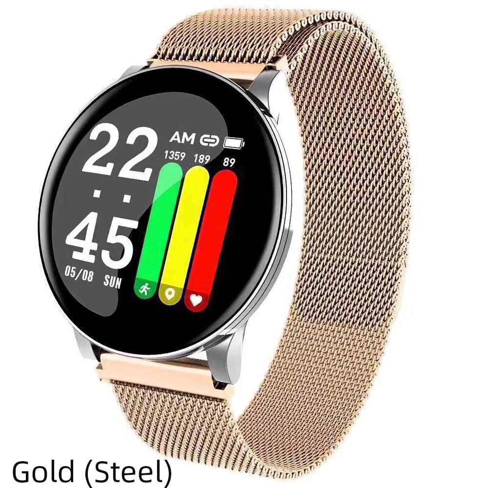 Gold Steel Смарт-Браслет фитнес-браслет Цветной дисплей экран Смарт-часы кислородный сердечный ритм мониторинг реального времени Бег Спорт тонкий корпус - Цвет: Gold Steel