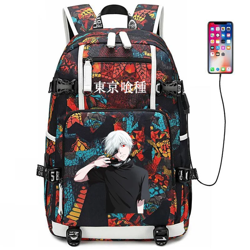 Style 8 Рюкзак с USB портом и изображением змеи из аниме, школьники подростки, школьная сумка, дорожная сумка для ноутбука - Цвет: Style 8