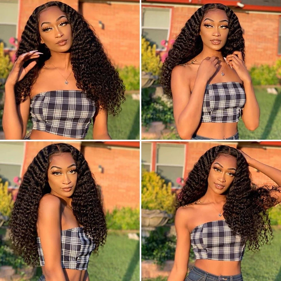 Волосы HJ WEAVE BEAUTY 4x4 волосы на шнурке бразильские натуральные глубокая волна