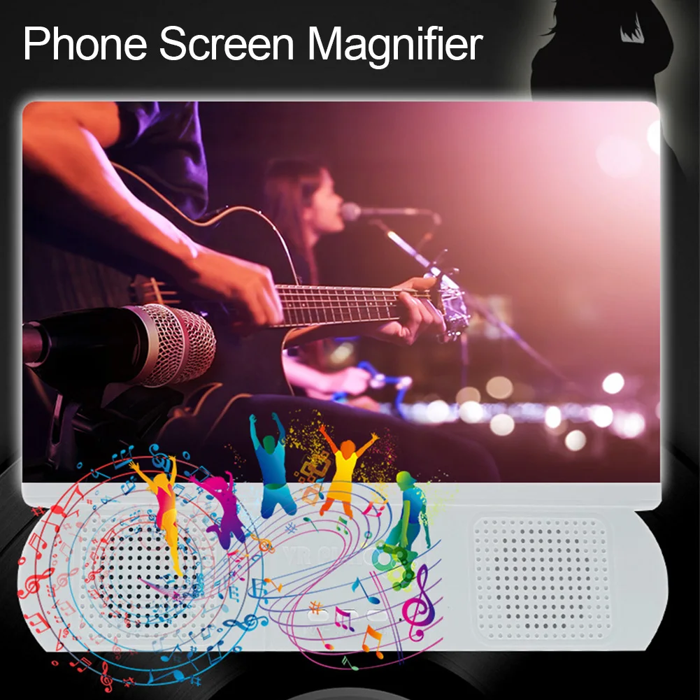 With Bluetooth Speaker Phone Screen Magnifier HD Projection Holder Amplifier Video Enlarger HIFI Sound Movie Desktop 10inch - Цвет: Белый