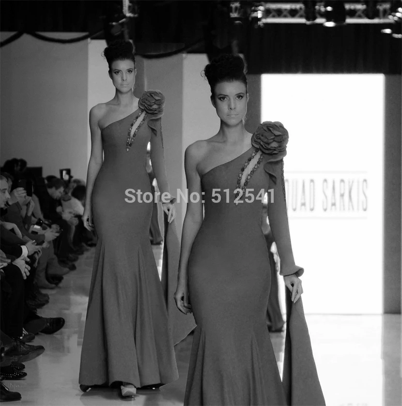 Платье на Одно Плечо robe de soiree голубое вечернее платье русалки ручной работы с цветами и бусинами Модные женские вечерние платья