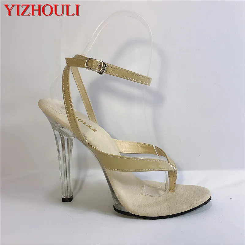 12-15cm princess flip-flops, fashion sandals, ankle straps, pole dancing performance sandals made of club PU materials