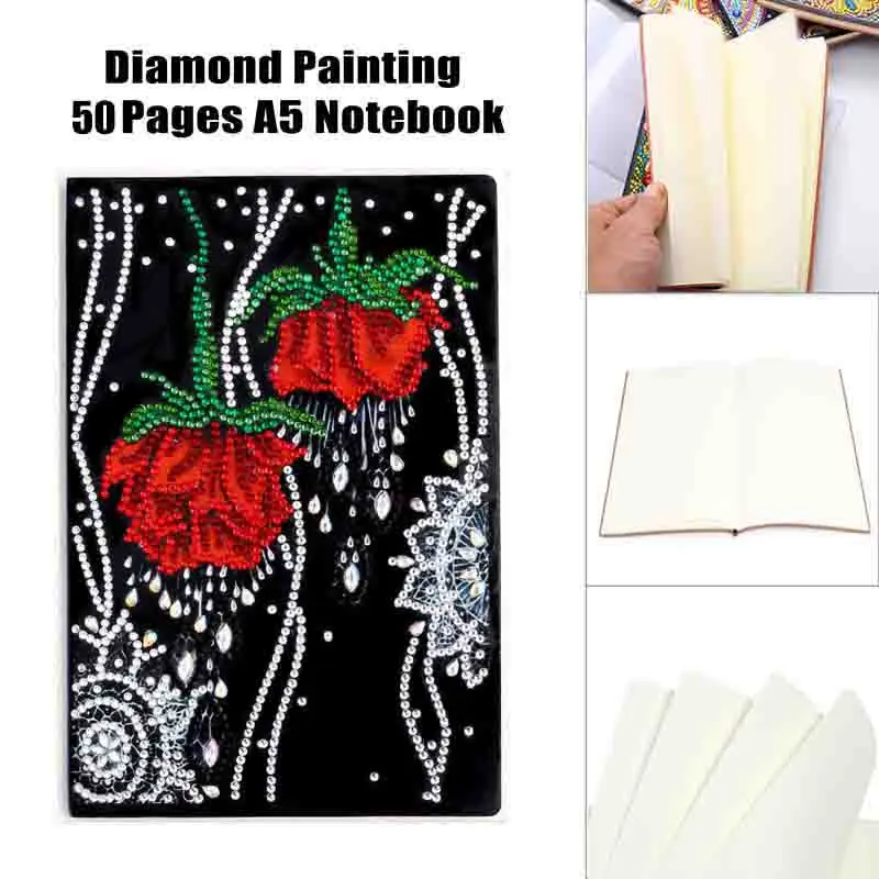 

DIY Rose Special Shaped Diamond Painting Notebook Diary Book Pages A5 Notebook Embroidery Diamond Cross Stitch Note Book Gift