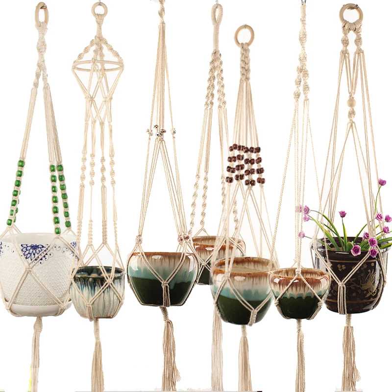 Hot sales handmade macrame plant hanger flower /pot hanger for wall decoration countyard garden