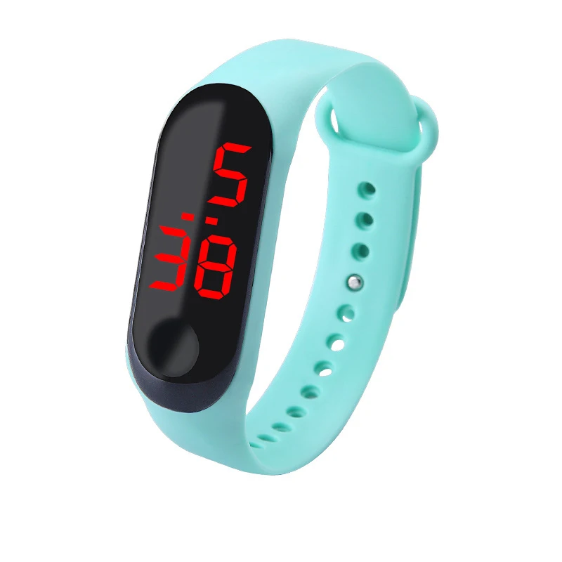 mint green red led Детский светодиодный цифровой часы детские спортивные часы для мальчиков и девочек для мужчин и женщин PU электронные часы браслет Наручные часы для детей Reloj Nino - Цвет: mint green red led