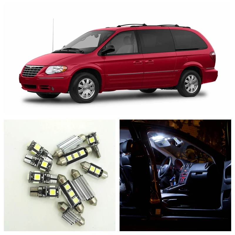 Skup 15 sztuk Canbus białe żarówki ledowe pakiet wnętrza dla 2001 2007 Chrysler Town Country Map Dome uchwyt do tablicy rejestracyjnej na bagażnik światła
