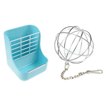 

1Pcs Hanging Ball Toy Sphere Feed Dispenser & 1Pcs Rabbit Food Feeder Small Animal Supplies Rabbit Chinchillas