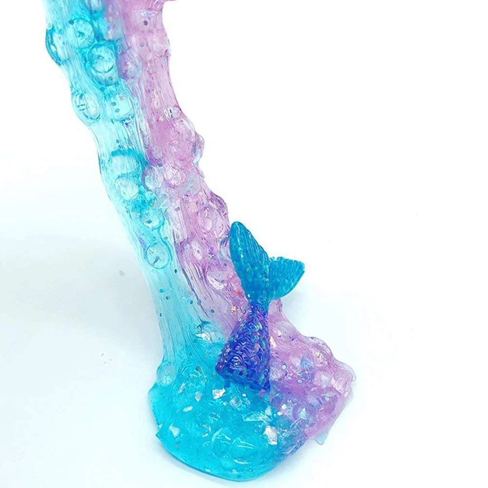 2 шт./компл. одеяло «хвост русалки» Slime глина с аквариум бусины игрушка для снятия стресса