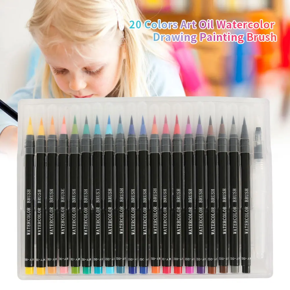 

20 Colors Premium Painting Soft Brush Pen Set Art Oil Watercolor Markers Pen Effect Coloring Books Manga Comic Calligraphy Kit