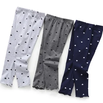 

gray cotton pants age for 2 - 10 years baby girls cute heart pattern trousers 2020 autumn winter children clothes kids Leggings