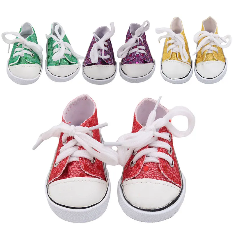 White or Light Purple Slip-On Canvas Sneakers Shoes fit American Girl Size Doll