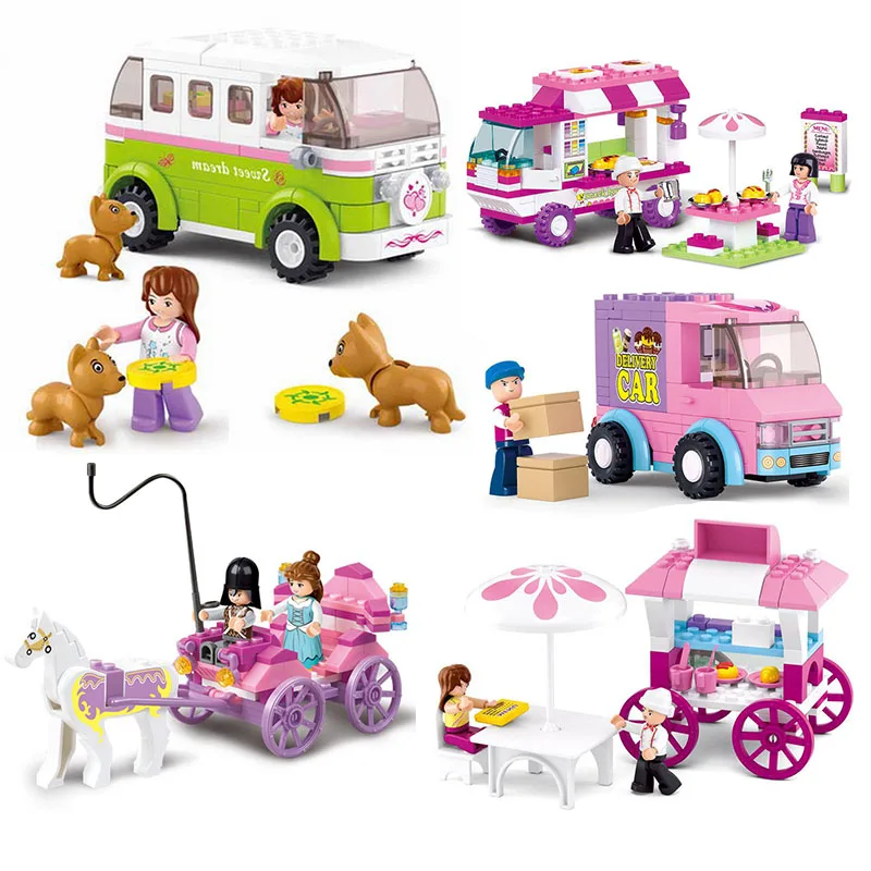 

Girl Friends Snack Car Delivery Car Dining Car Travel Car Model Building Blocks Figure Toys for Children Compatible Legoinglys