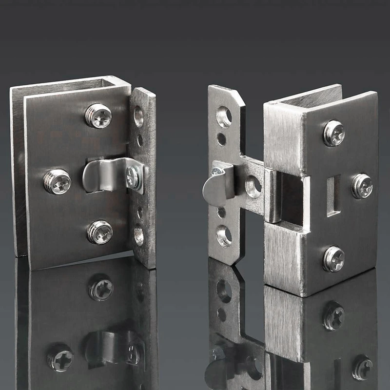 

2 Pcs Stainless Steel Glass Doors Hinge Glass Clamp Hinge Fit for Cupboard Showcase Wine Cabinet