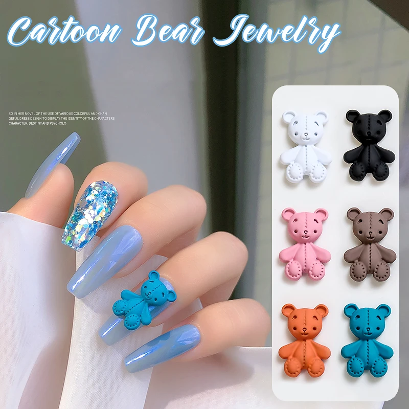 

10pcs 3D Cute Bear Resin Nail Art Decorations Japanese Lovely Cartoon Bear Nail Charms Ornaments Fashion Manicure Accessories