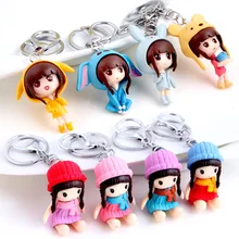 Бутик автомобильные аксессуары цепочки для ключей маленькие подарки милый мультфильм Пары маленькая девочка фигурка кукла креативный брелок