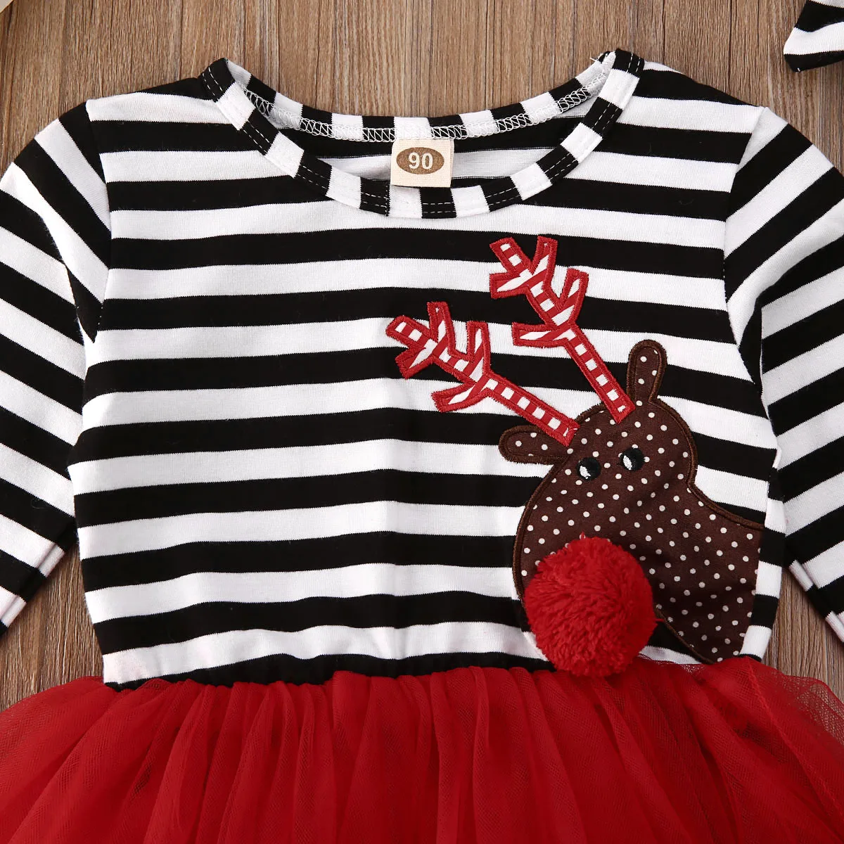 Pudcoco/Одежда для маленьких девочек; рождественское платье-пачка принцессы из тюля с длинными рукавами и принтом в полоску; повязка на голову; комплект одежды из 2 предметов