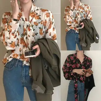 

Celmia Vintage Bow Lantern Sleeve Flower Print Shirt Women's Blouses Office Female Tunic Casual See-through Blusas Tops S-5XL 7