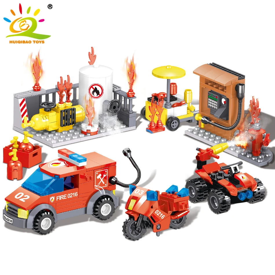 

335pcs Fire Station Building Blocks Legoingly City Firefighter Truck MOTO Fire Safety Drill Room Bricks Toys Children 4 Figures