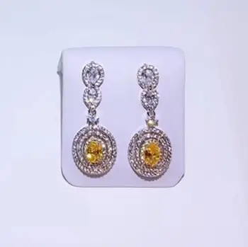 

925 Sterling silver jewelry fashion Waterdrop Oval Gem Stone earring Romantic crystal Teardrop earring Geometric silver earring