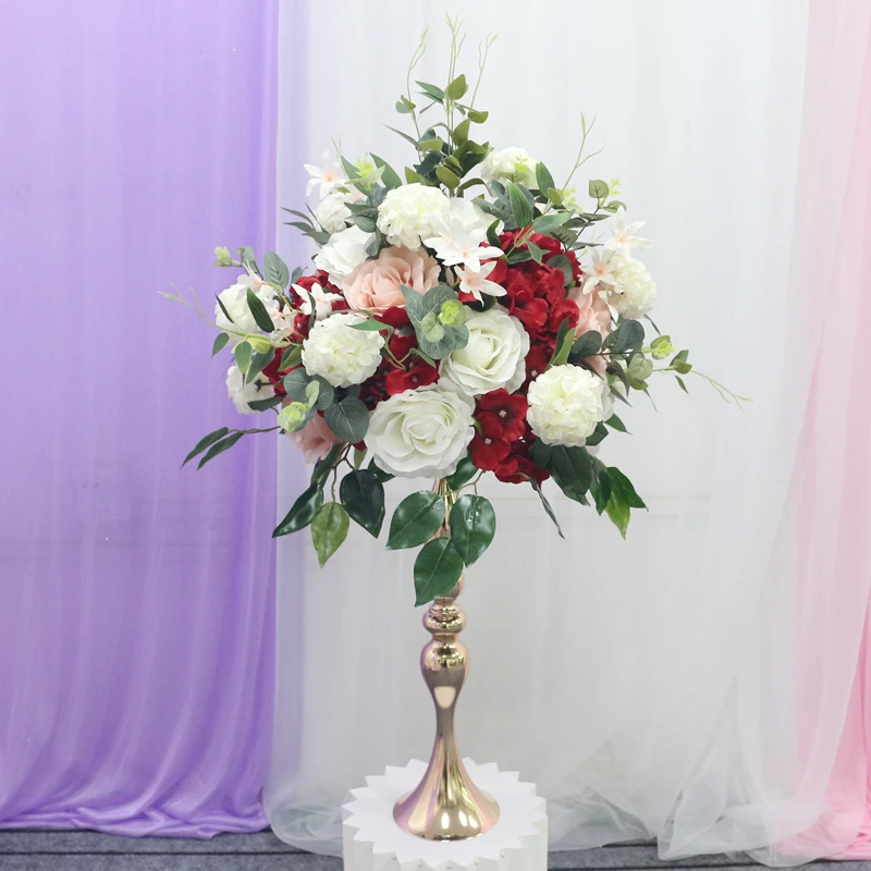 JAROWN Artificial Rose Hydrangea Flower Ball Simulation Plant Wedding Table Centerpiece Decoration Flower Half Ball Add Stand Set Stage Road Lead Props (5)