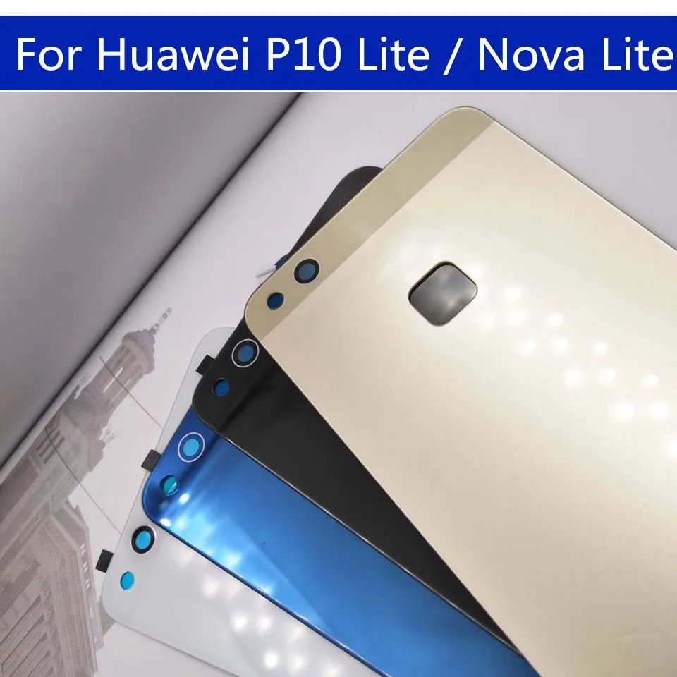 Для huawei P10 Lite Задняя стеклянная крышка батареи задняя дверь корпус крышка чехол для Nova Lite Корпус Замена