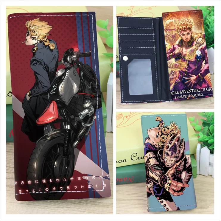 JOJO Аниме JoJo Необычные приключения из искусственной кожи бумажник длинный держатель для карт кошелек для мужчин и женщин мешок денег - Цвет: JOJO