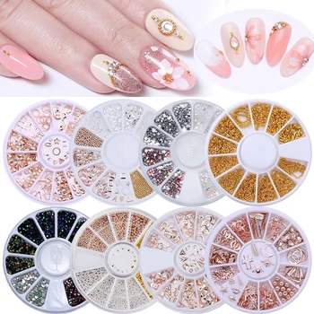 

1 Box Mixed Color Chameleon Nail Rhinestone Crystal Glitter Beads For Nail Art 3D Decoration In Wheel Acrylic DIY Tips