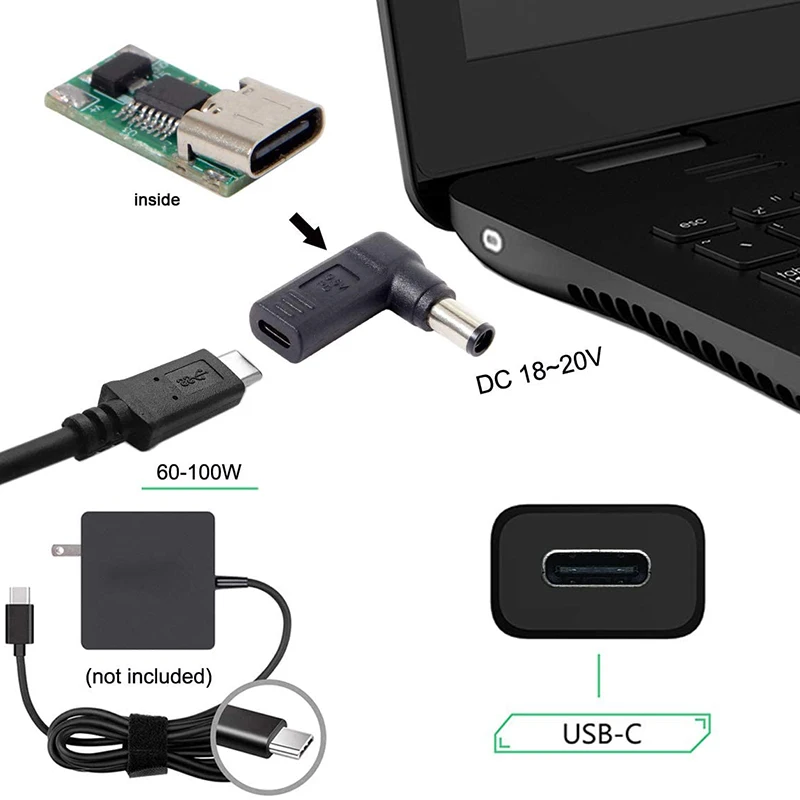 USB 3 1 Type C адаптер зарядного устройства для ноутбука конвертер 90 градусов Женский