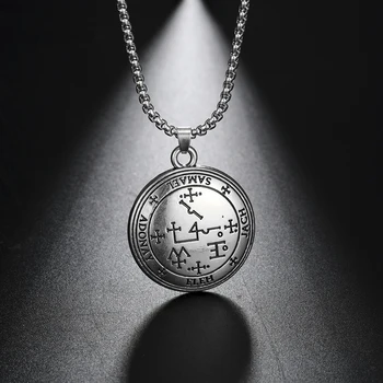 

EUEAVAN 10pcs Gothic Style Sigil of Archange Pendant Necklace Talisman Amulet Angel Jewelry For Men Women Zinc Alloy Material