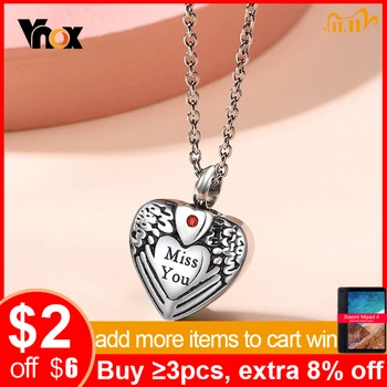 

Vnox Hollow Heart with Wing Cremation Urn Pendant for Women Stainless Steel Angel Miss You Keepsake Necklace