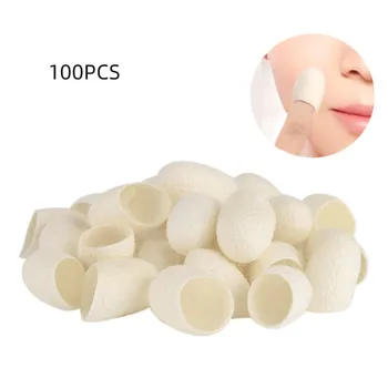 

100Pcs Organic Natural Silk Cocoons Silkworm Balls Facial Skin Care Scrub Purifying Acne Anti Aging Whitening Beauty Tools