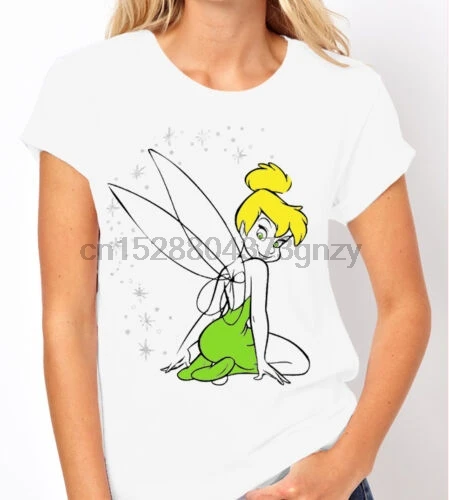 Tinkerbell Питер Пэн блестящая женская футболка мужская унисекс модная Бесплатная