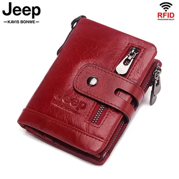 

2020 New Women's Wallet Genuine Cow Leather Lady Red Wallets Women Female Hasp Zipper Design Coin Purse ID Card Holder Walet