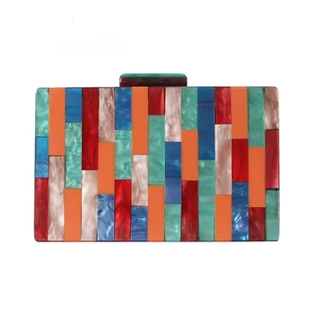 

Women's New Style Single-shoulder Crossbody Bag Five-color Contrast Color Acrylic Bag Versitile Fashion Dinner Clutch Bag