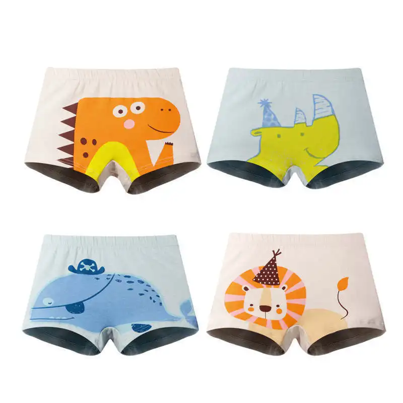 4 шт./партия хлопковое нижнее белье для мальчиков штаны детское шорты с рисунком