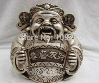 

free shipping<<< Chinese Buddhism Bronze Silver Wealth Buddha Figures statues