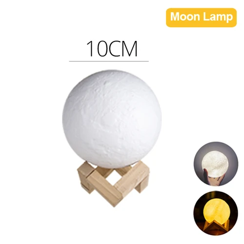 USB перезаряжаемая 3D печать Лунная лампа ракета космический челнок лампа Настольные лампы для гостиной спальни прикроватный домашний декор - Цвет абажура: moon lamp 10cm