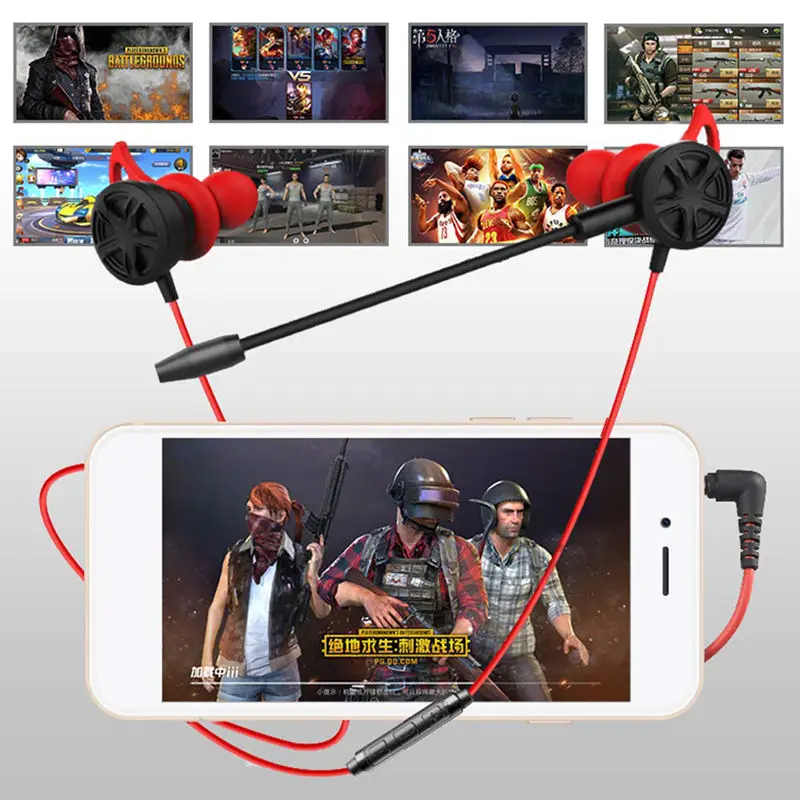 Gaming Headphones Earphones In Ear Earbuds Wired Headphones With Dual Mic Detachable Microphone Compatible With Smartphone