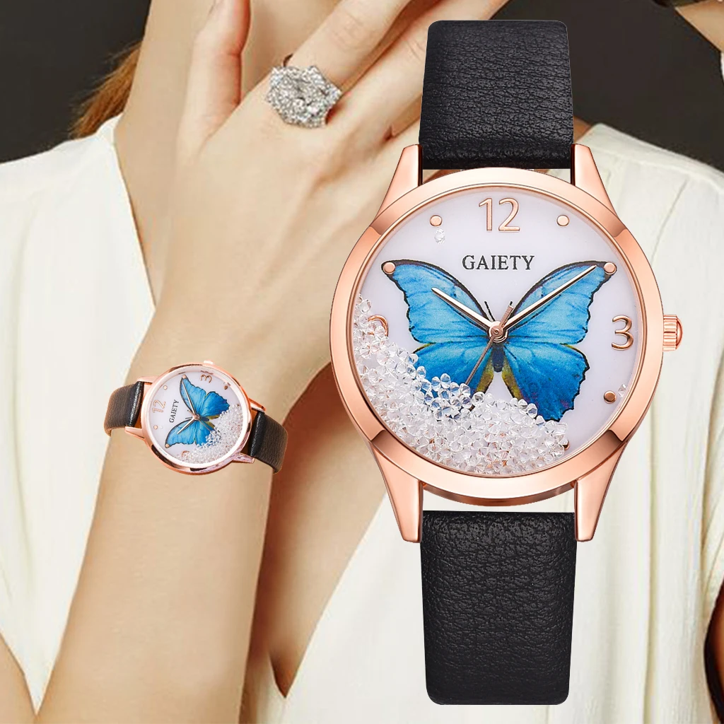 GAIETY Брендовые женские модные кожаные часы Роскошные кварцевые наручные Reloj Mujer