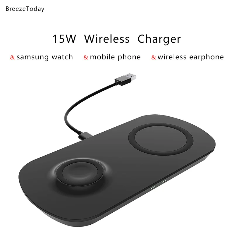 2 in 1 QI 15W Wireless Charger For Samsung Galaxy Buds Watch Active Airpods 2 Pro For Samsung S20 S10 iPhone 12 Huawei