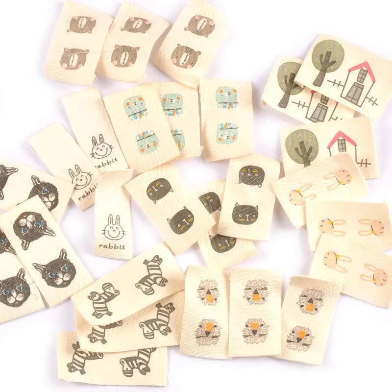 50pcs Mixed Animal Printed Cotton Woven Labels For DIY Sewing Accessories Garment Fabric Shoes Bags Clothing Tags clothing labels fabric tags garment labels sewing labels