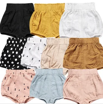 

DHL 200pcs 0-5Y Newborn Baby Bloomers Shorts PP Pants Cotton Linen Solid Dot Shorts Summer Trouser Toddler
