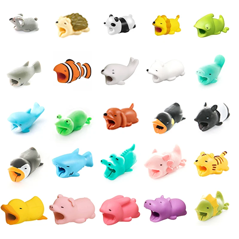 Protector de Cable de dibujos animados para teléfono, cargador de datos USB, enrollador de cables, organizador, accesorio de soporte para teléfono