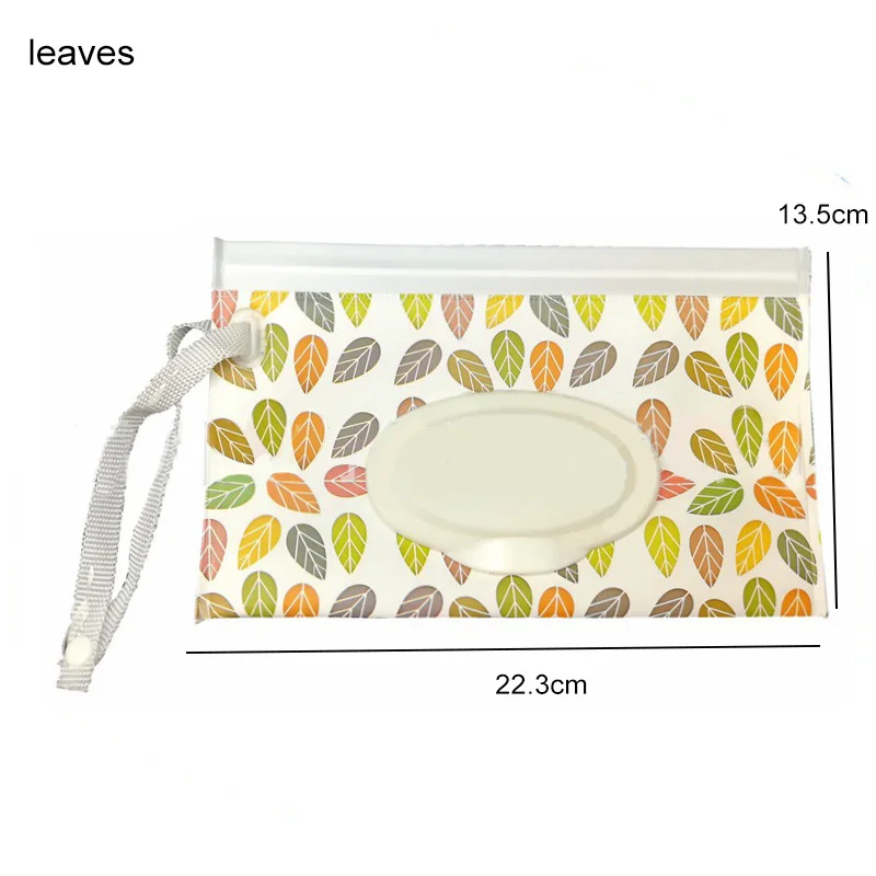 leaves Экологичная коробка для детских салфеток с ремнем-защелкой, портативная раскладушка, косметичка, мешок для влажных салфеток, контейнер для салфеток, легко носить с собой, чистые салфетки - Цвет: leaves