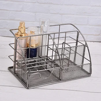 

Desktop Makeup Storage Box Makeup Brush Organizer Office Home Metal Pen Holder Rack Durable Long Life Desktop Container